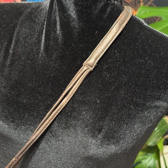 Velvet + Leather Small Drawstring Bucket Bag, Multi-Color with Velvet Flowers - Picture 13 of 15